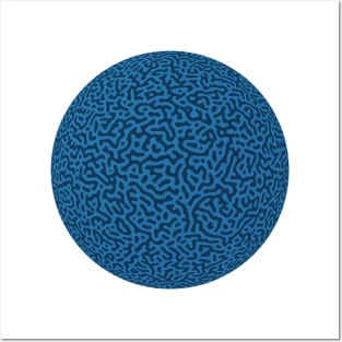 Turing Pattern Sphere (Blue) Posters and Art